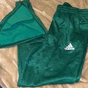Men's Adidas Climawarm Track Pants FORREST GREEN NWT unisex women’s can wear